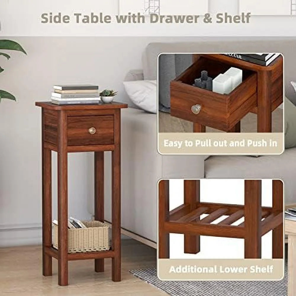 Narrow End Table Set of 2 with Drawer X4850