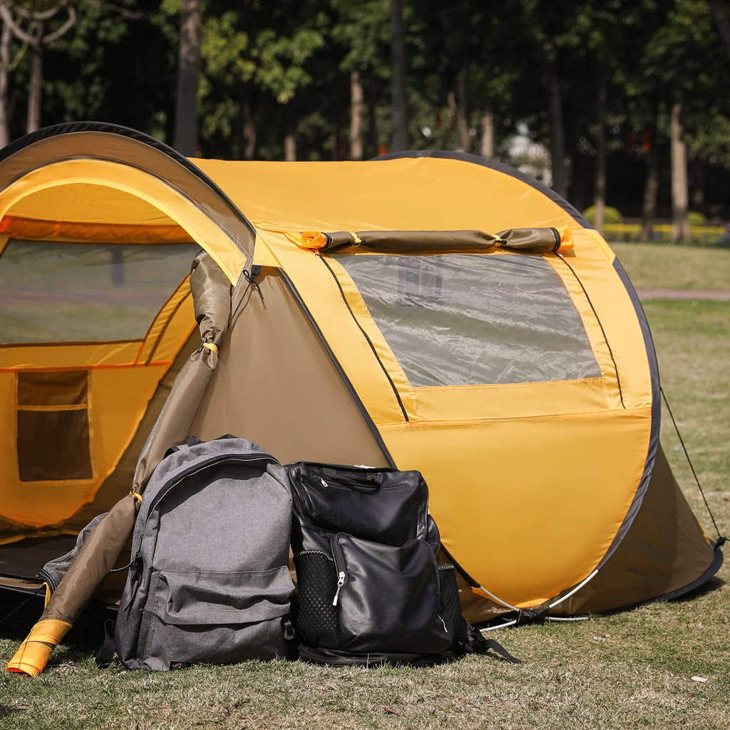 Yellow 3 Person Pop Up Tent with Carry Bag D234