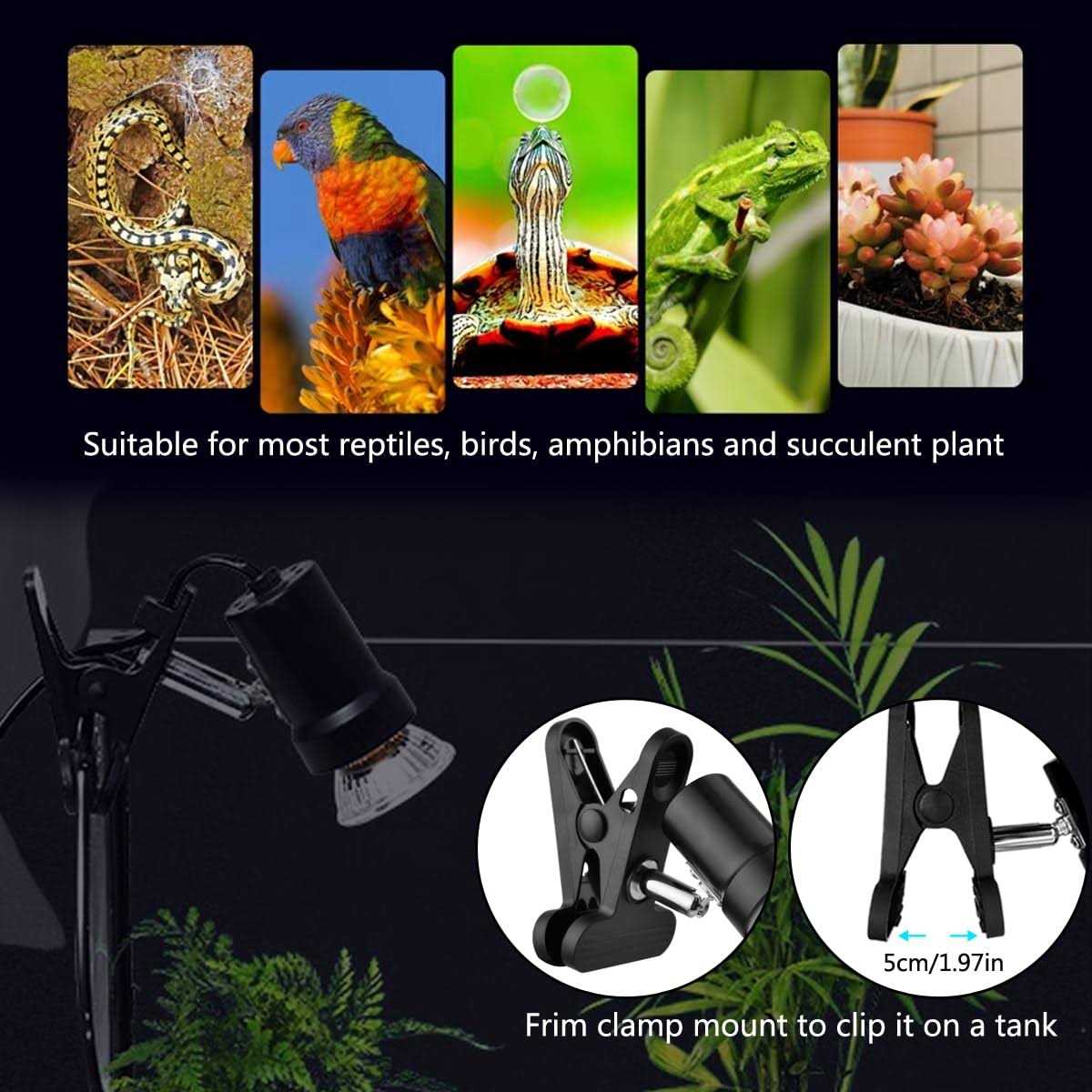 Reptile Heat Lamp with 50W UVA UVB Light Bulb L80894