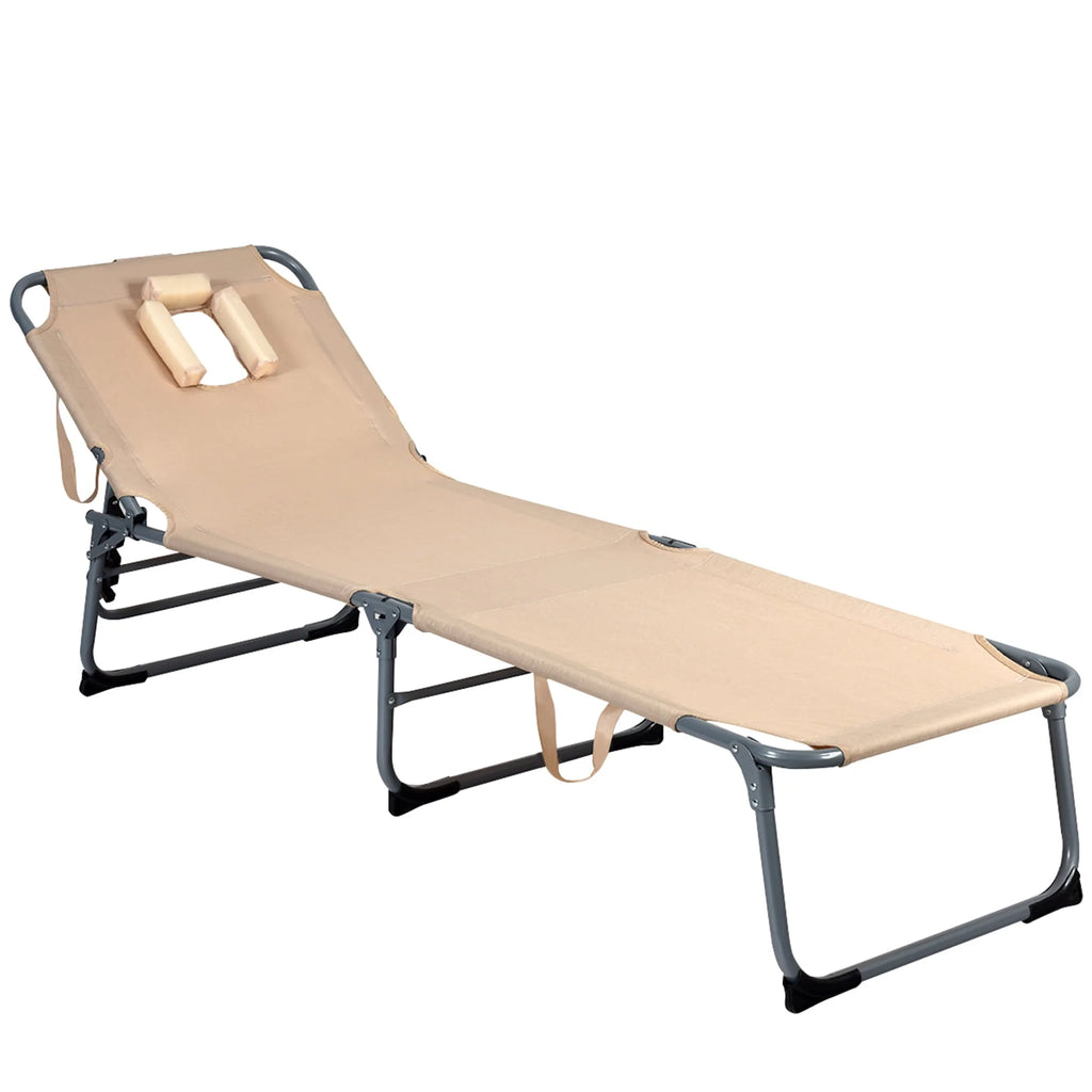 Foldable Lounge Chair Adjustable Recliner Beige M715496