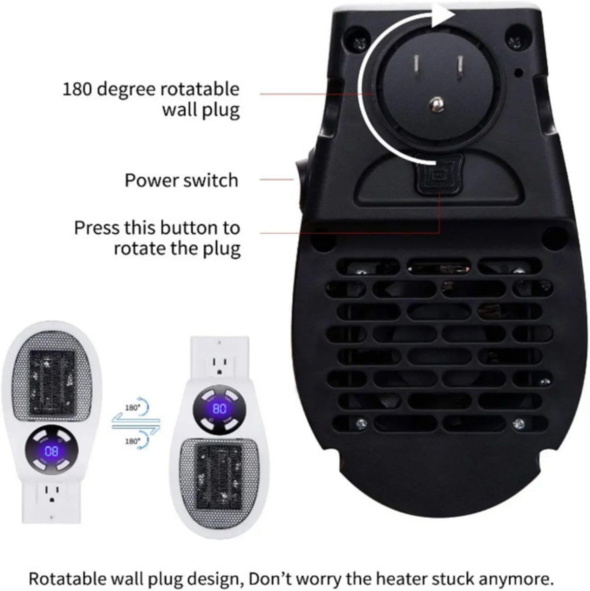 500W Ceramic Portable Space Heater U7647