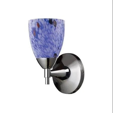 Polished Chrome 1-Light Sconce with Blue Glass N294337