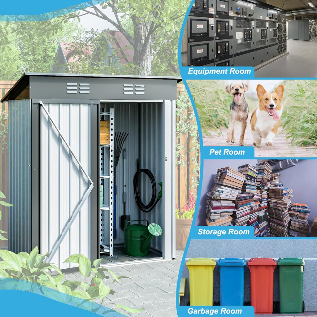 Metal Storage Shed 5x3 FT with Lockable Doors S68834