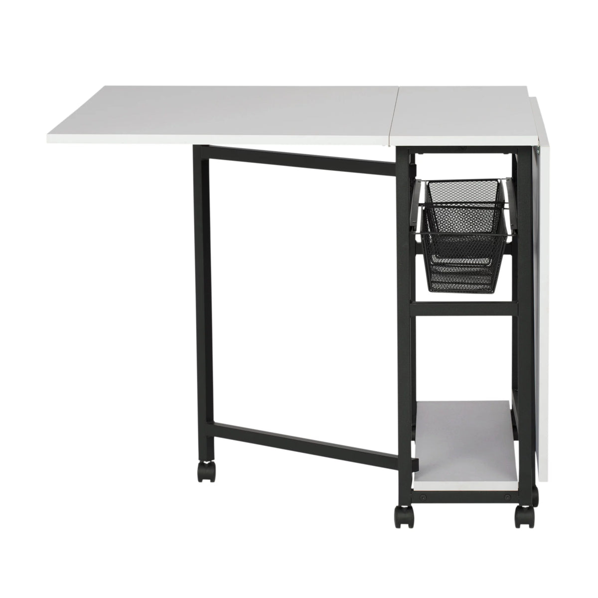 Charcoal White Mobile Fabric Cutting Table with Storage 30" H U692