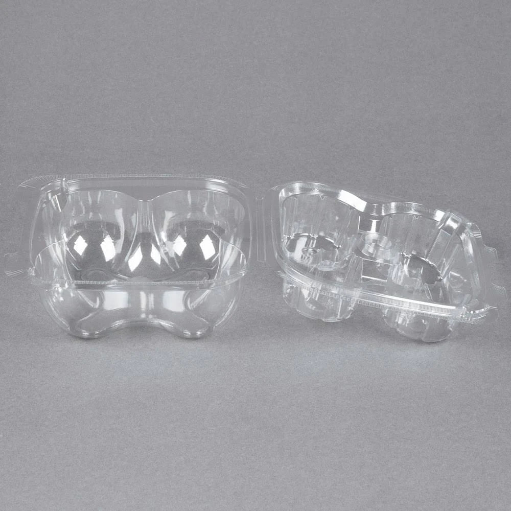 4 Compartment Clear Hinged High Dome Cupcake Container I893