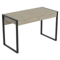 Dark Taupe 2-Drawers Computer Desk with Black Metal G8668