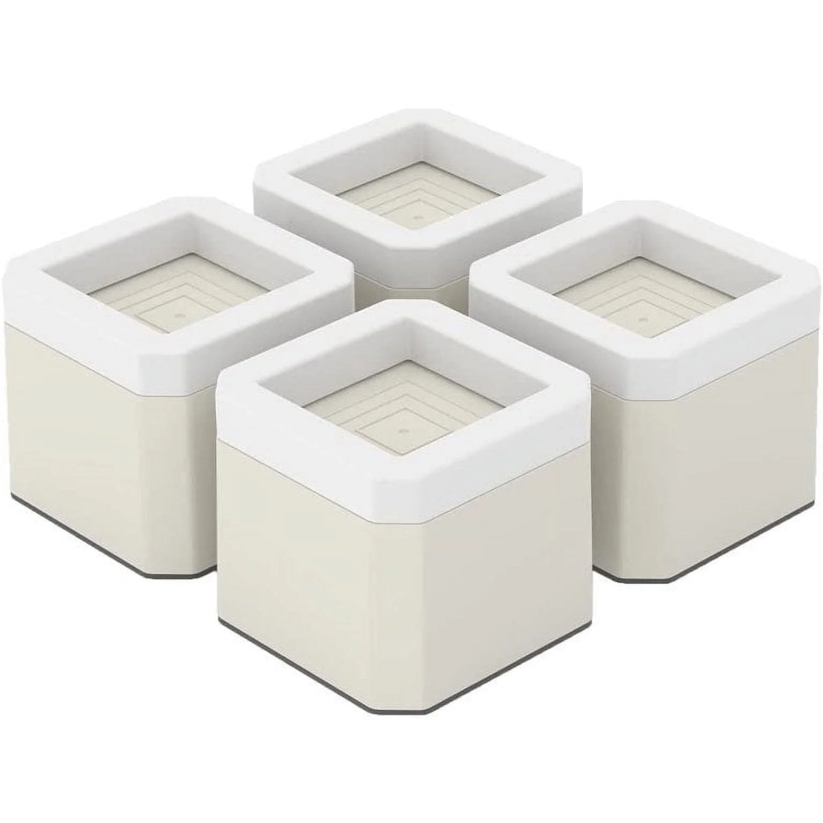 4 Inch Square Non-Slip Furniture Risers 4 Pack Beige S9047