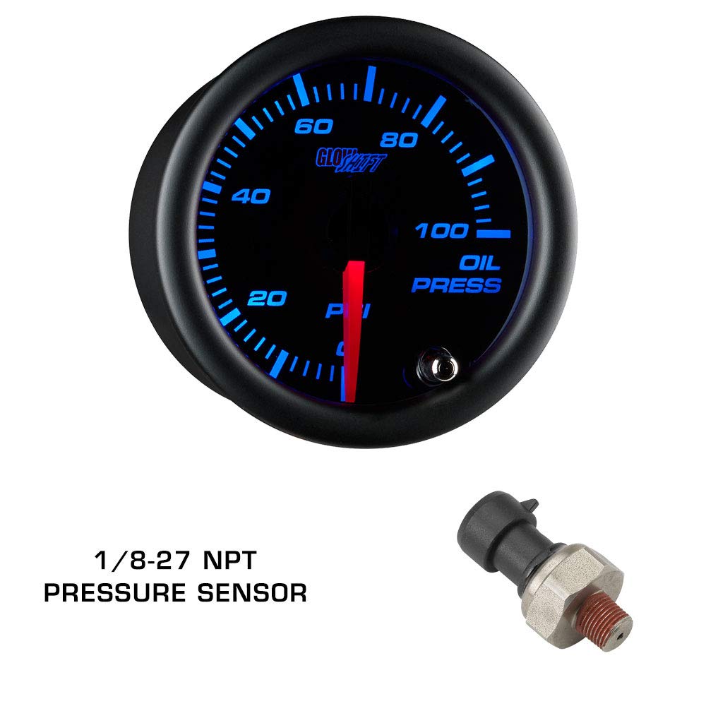 Black 7 Color 100 PSI Oil Pressure, Water Temperature & Volt Gauges with Triple Pillar Pod D233