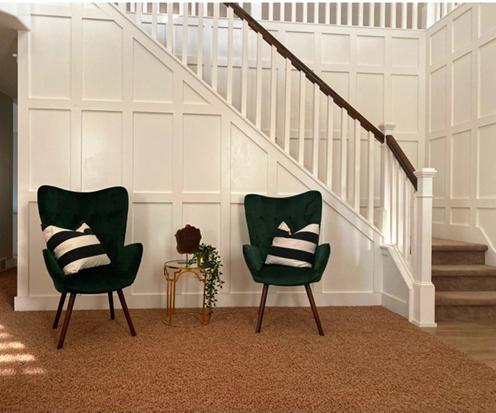 Green Velvet Wingback Accent Chair with Tufted Backrest H134054
