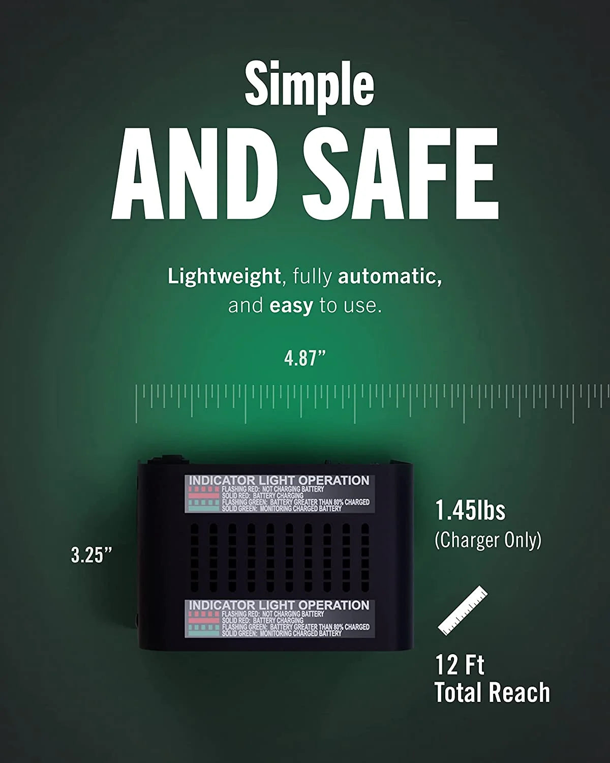 12V 1.25 AMP Smart Automatic Battery Charger and Maintainer V3008