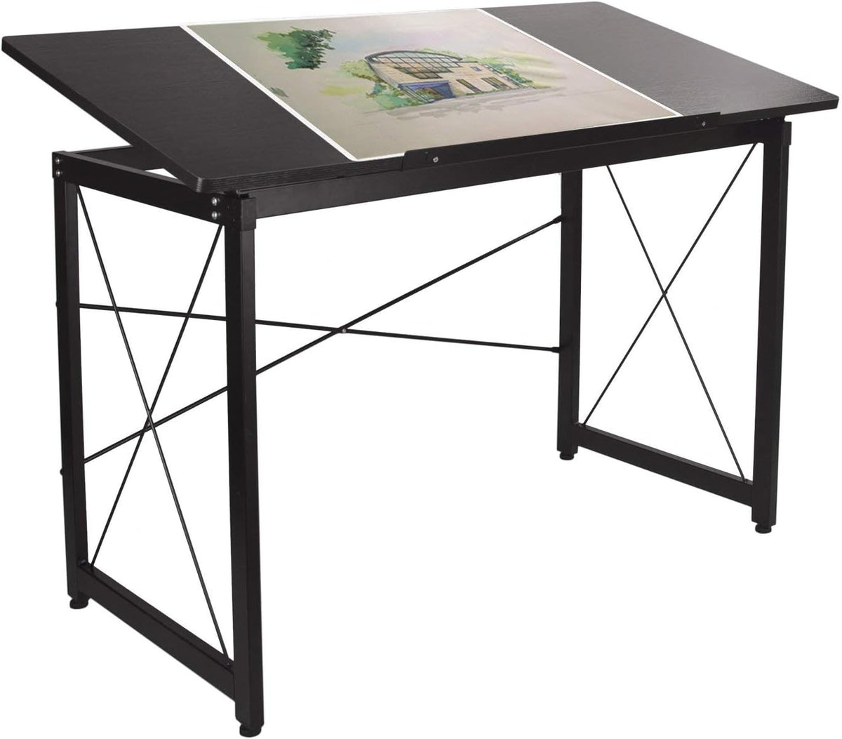 Black Wood Drawing Desk Drafting Table T263968