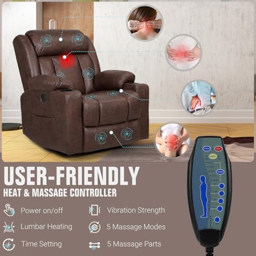 Brown Massage Rocking Recliner Chair with Heat and USB E950033