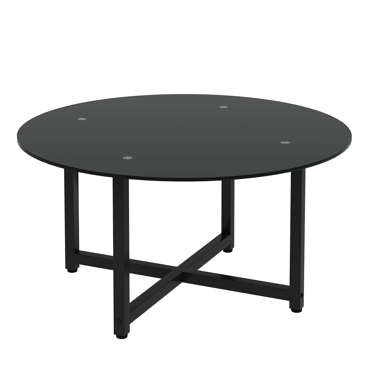 Round Glass Coffee Table with Metal Base Q42437