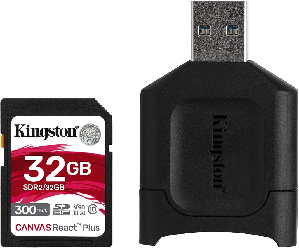 32GB Canvas React Plus V90 UHS-II SDXC Card with SD Card Reader and Memory Case Bundle (3 Items) K9800