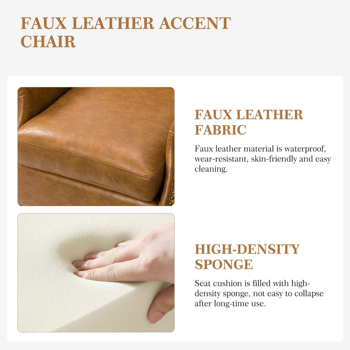 Faux Leather Arm Chair with Nailhead Trim O426990