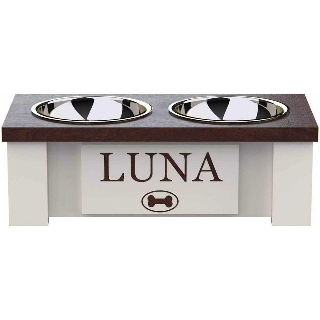 Personalized Elevated Dog Bowl Stand with Internal Storage L30991