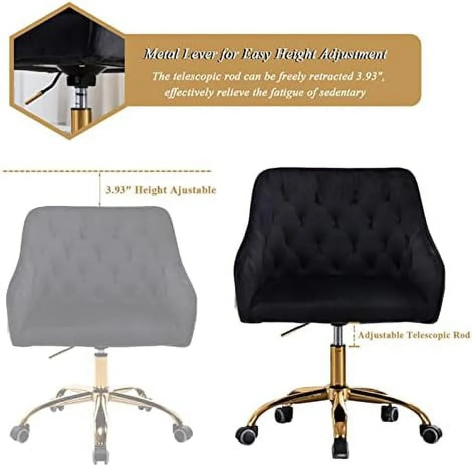 Velvet Swivel Task Chair with Adjustable Height H6166