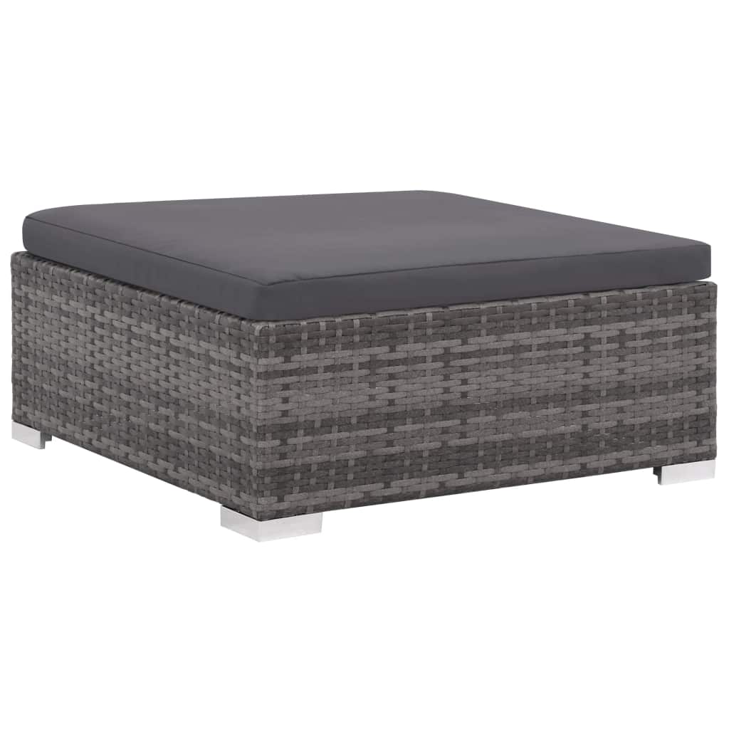 8 Piece Gray Poly Rattan Outdoor Sectional Sofa Set with Ottoman and Coffee Table K11619