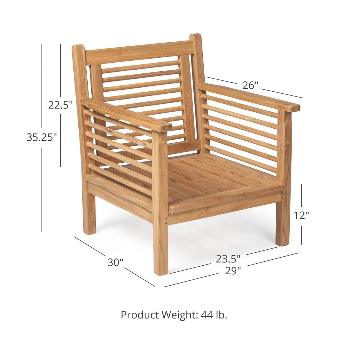 Grade A Teak Weather Resistant Solid Wood Lounge Chair B9900