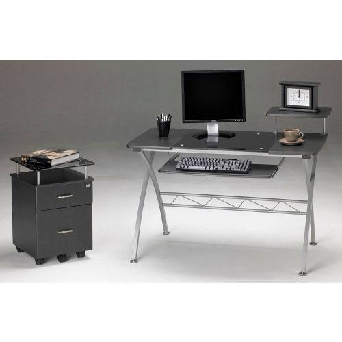 Anthracite Locking Box/File Pedestal with Black Glass R836927