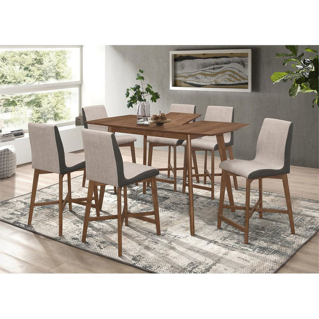 Upholstered Counter Height Stool in Gray-Walnut P5307