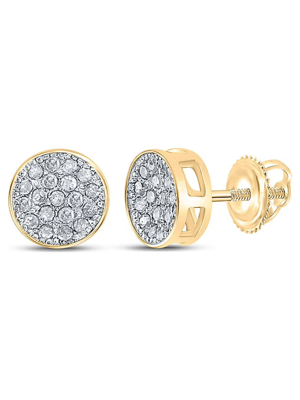 10k Yellow Gold Mens Diamond Earrings F863