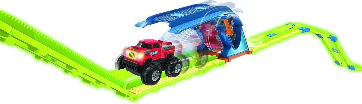 48 Pcs Glow in The Dark Race Car Track with 2 Cars L556749