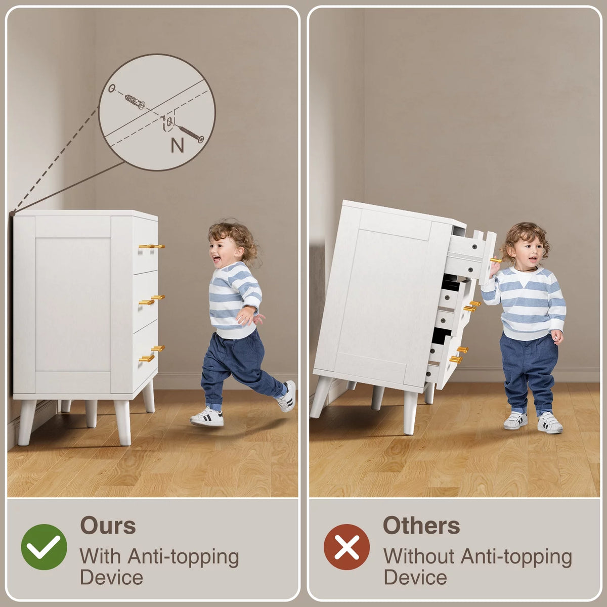 White 6 Drawer Dresser M29136