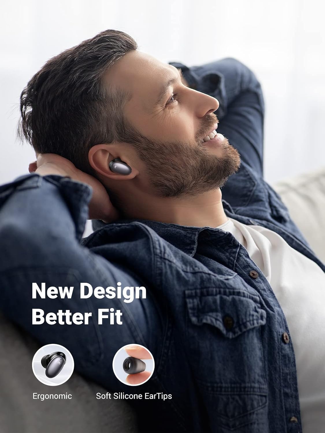 Hybrid Active Noise Cancelling Wireless Earbuds with 6 Mics ENC, 10mm Driver, Touch Control, 26H Playtime D640