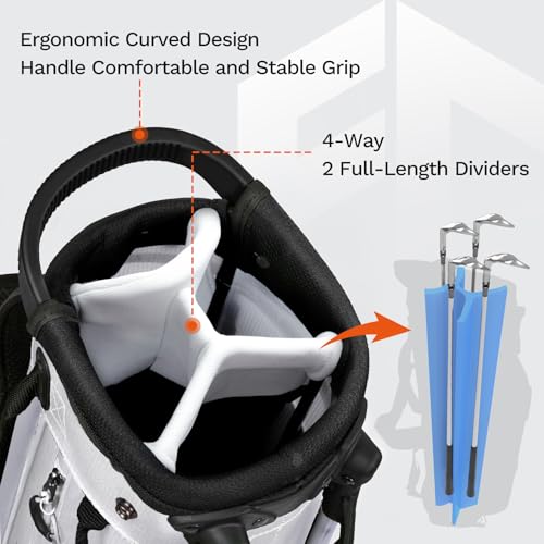 Lightweight Golf Stand Bag with 4-Way Dividers and Dual Straps V8030