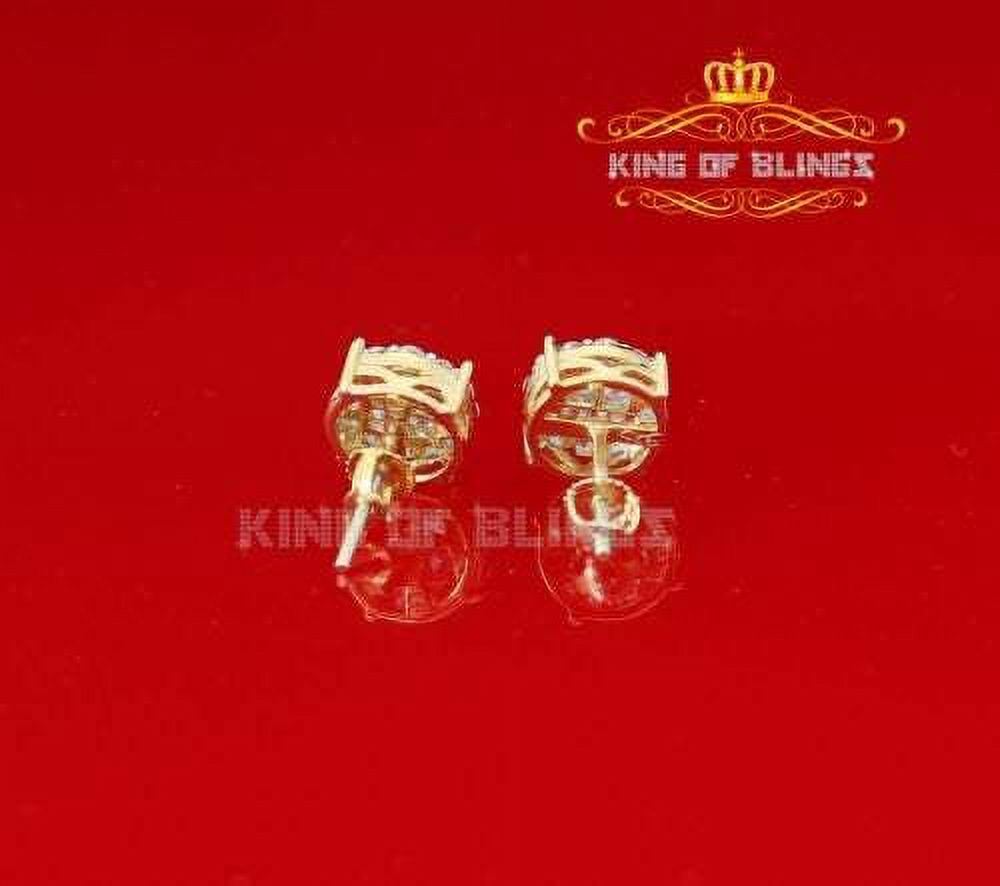 10k Yellow Gold Finish Silver Stud Earrings With Lab Created Diamond G69346