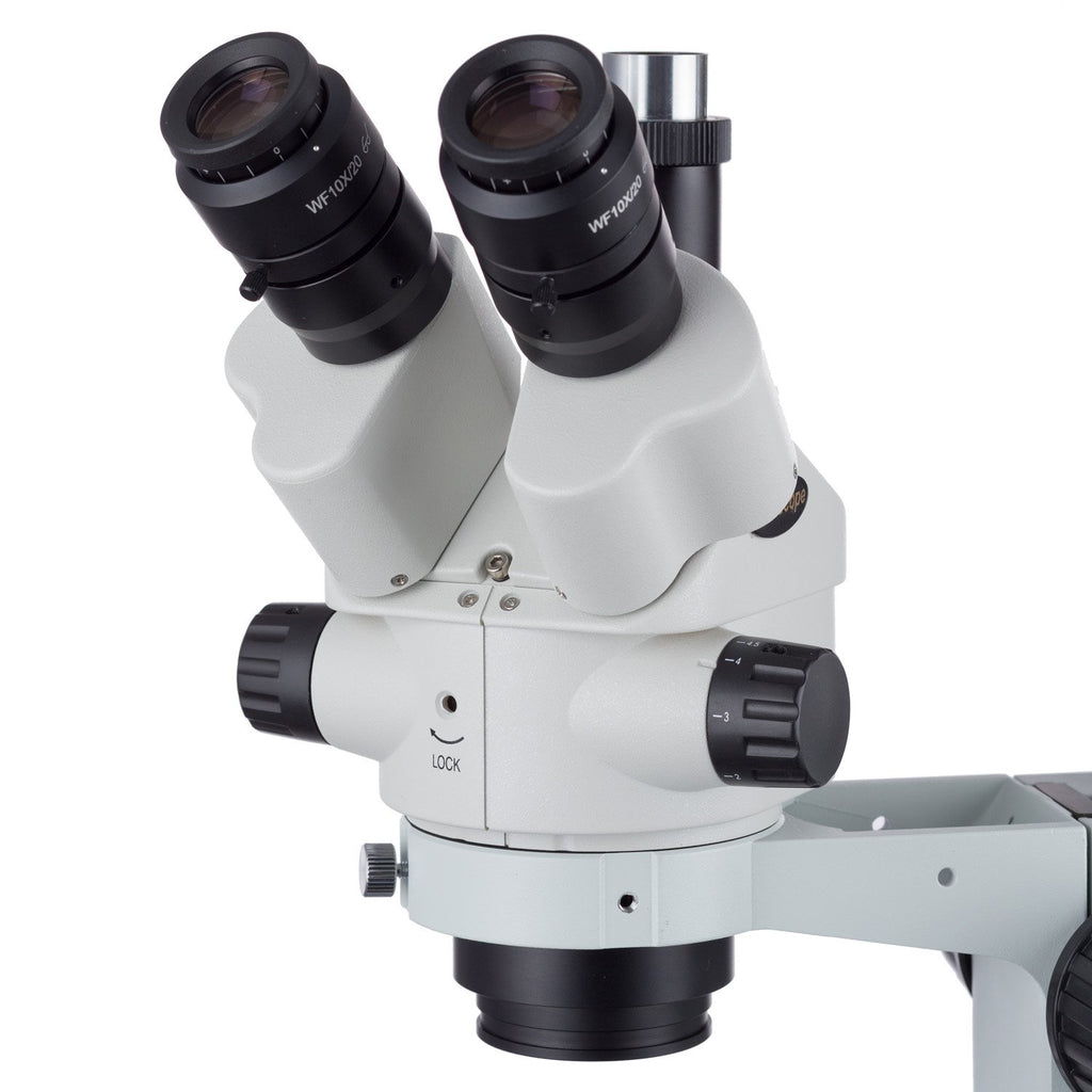 7X-45X Stereo Zoom Microscope on Dual Arm Boom Stand A6463