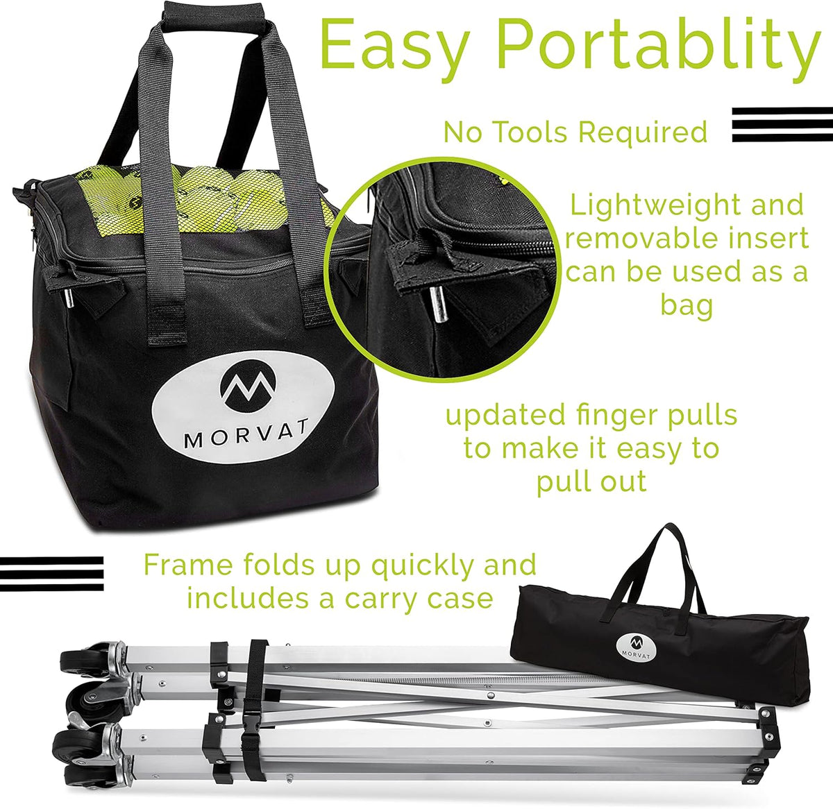 Tennis Ball Cart Holds 150 Balls with Carry Bag I36371