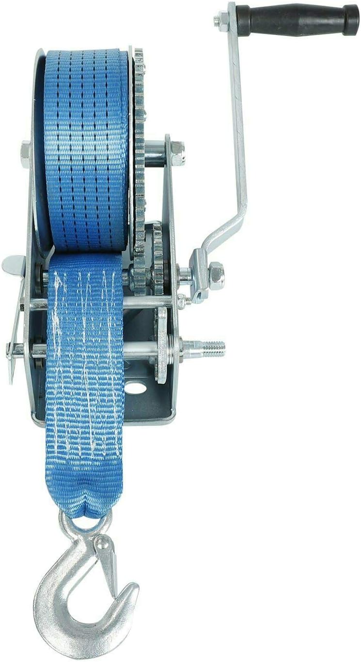 3200lbs Hand Crank Gear Winch Polyester Strap Pack of 2 X3763