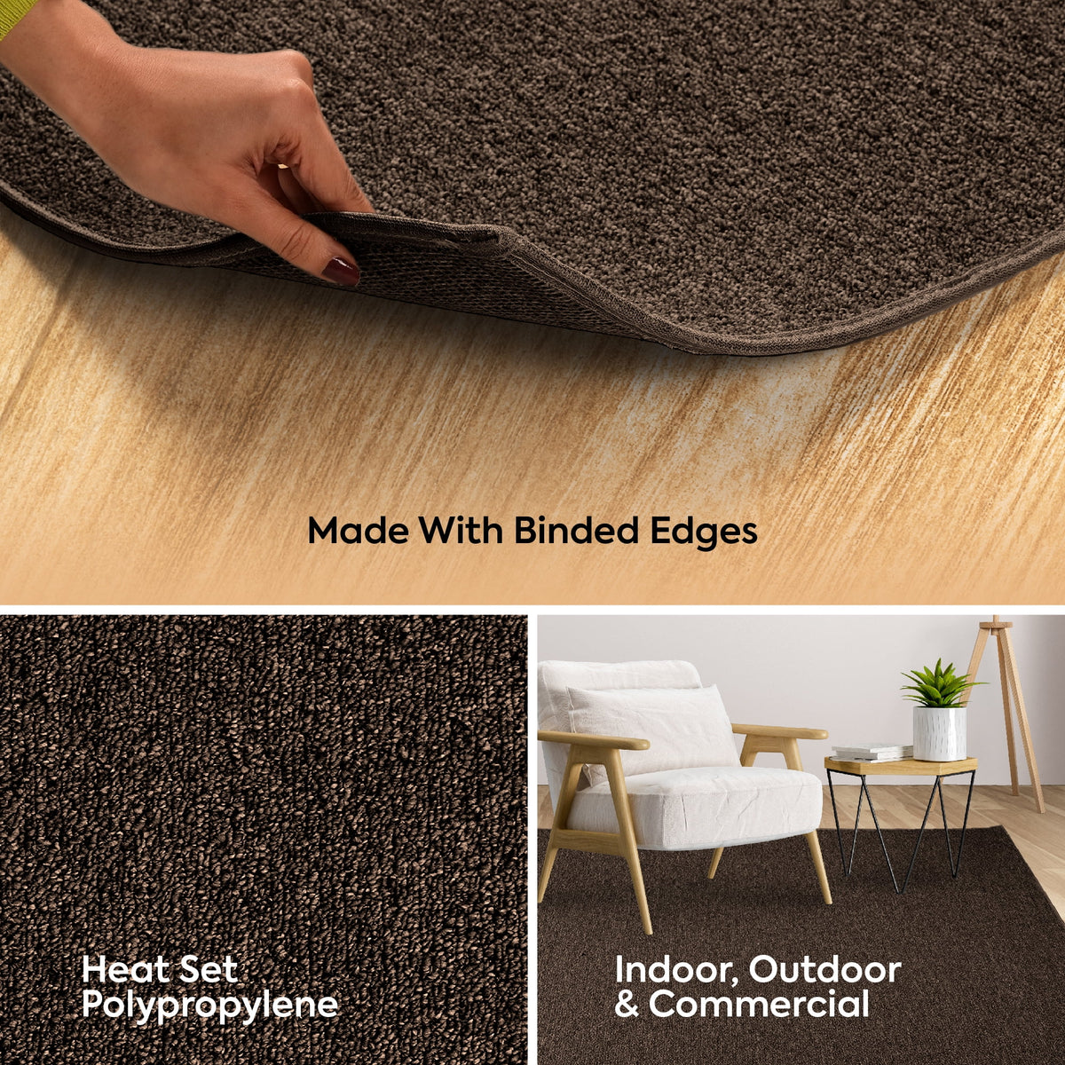 Chocolate 2' x 2' Square Indoor/Outdoor Area Rug G101