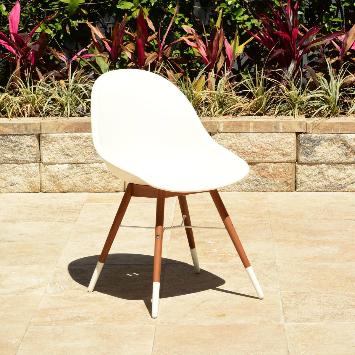 2pc Teak Finish Patio Dining Chair Set G22089