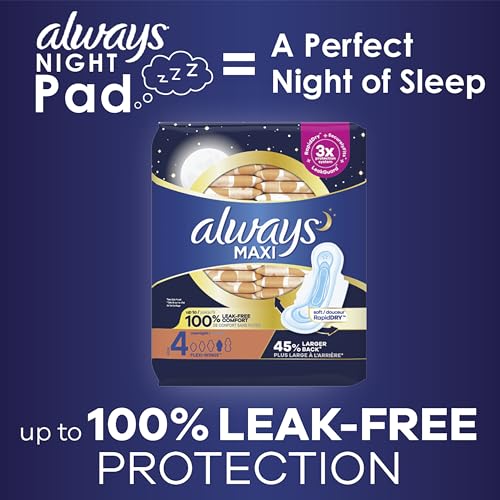 33 Count Overnight Unscented Maxi Pads with Wings B280801