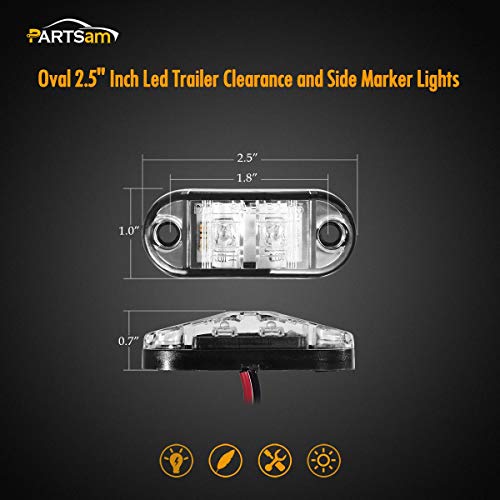 4Pcs 2.5 Inch Oval Amber Led Side Marker Lights Clear Lens Surface Mount 12V J16703