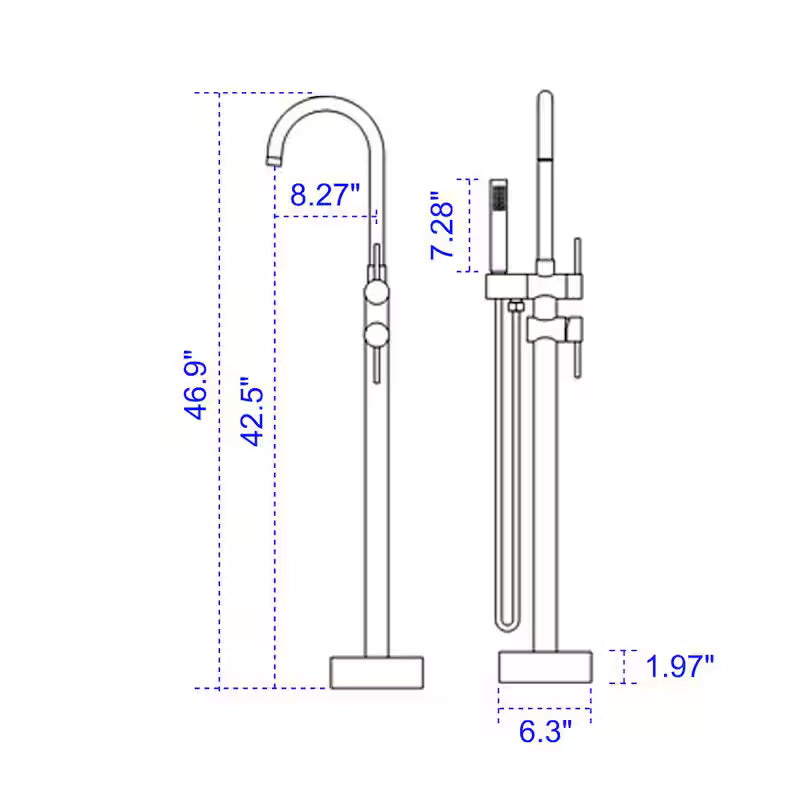 2-Handle Freestanding Bathtub Faucet with Handheld Shower Matte Black H86303