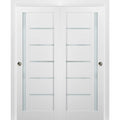 60 x 96 White Silk Frosted Glass Sliding Closet Bypass Doors V90001