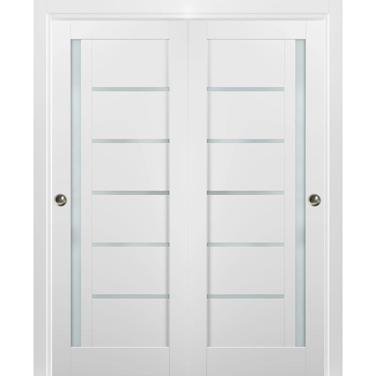 60 x 96 White Silk Frosted Glass Sliding Closet Bypass Doors V90001