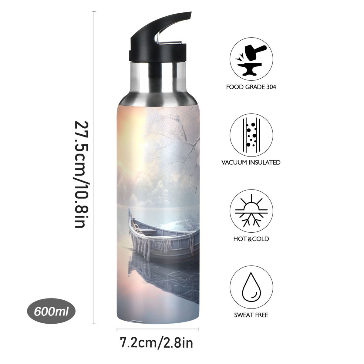 Insulated Stainless Steel Water Bottle with Straw Lid, 20 oz M7232