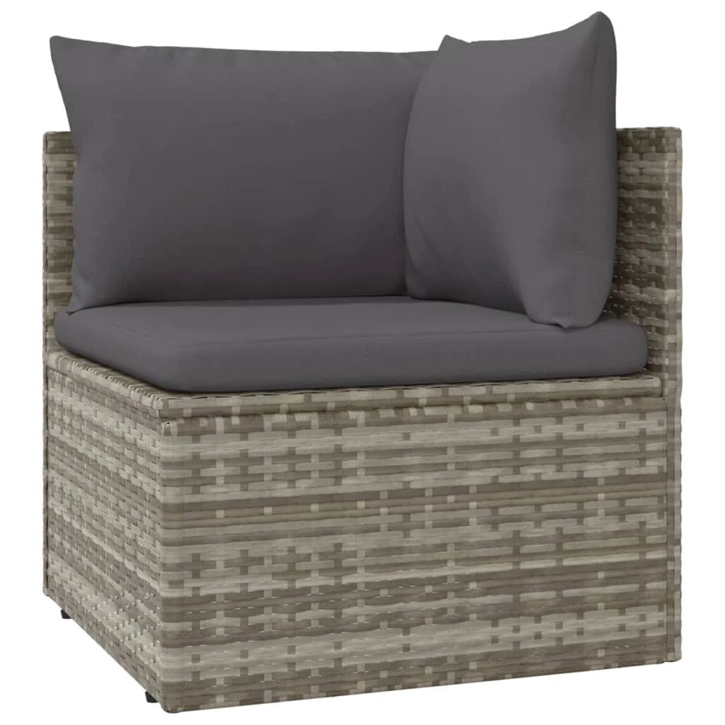 8 Piece Patio Set with Cushions Gray Poly Rattan U794821