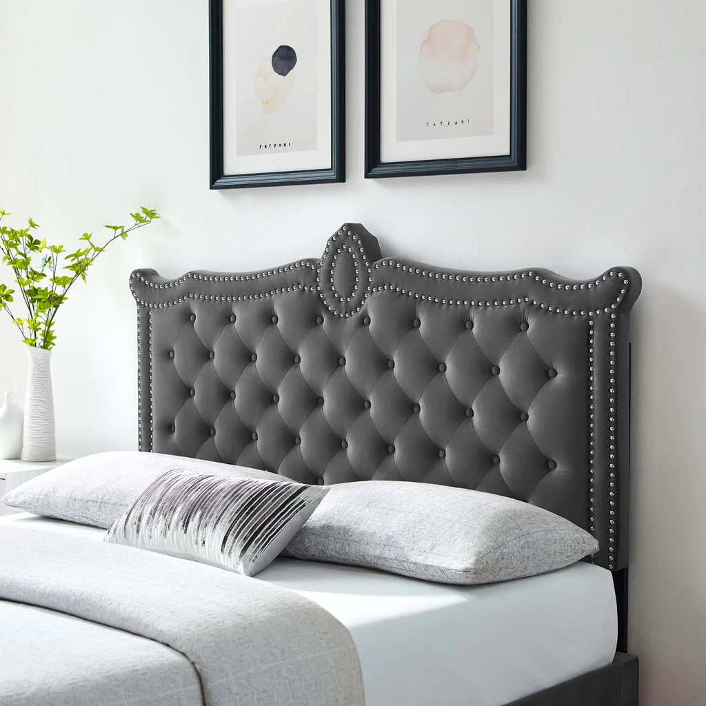 Tufted Velvet King/California King Headboard in Charcoal M824350