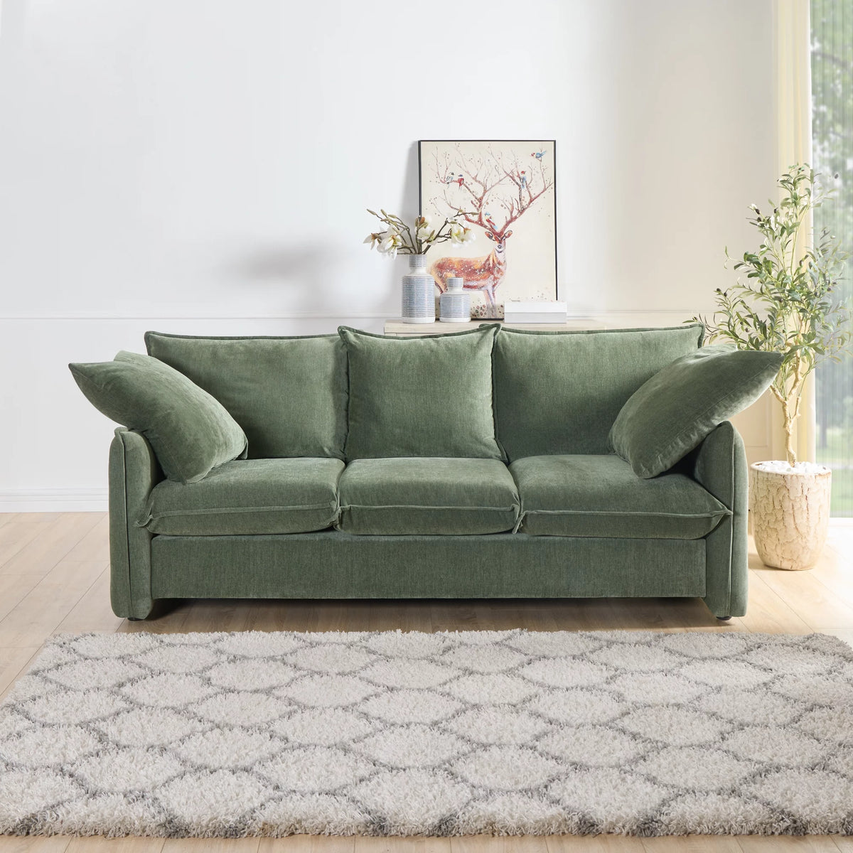 Mid-century 3 Seater Green Sofa K87166