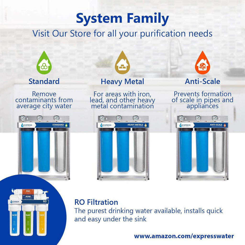 Whole House Water Filtration System with Polyphosphate Conditioner, Blue U187