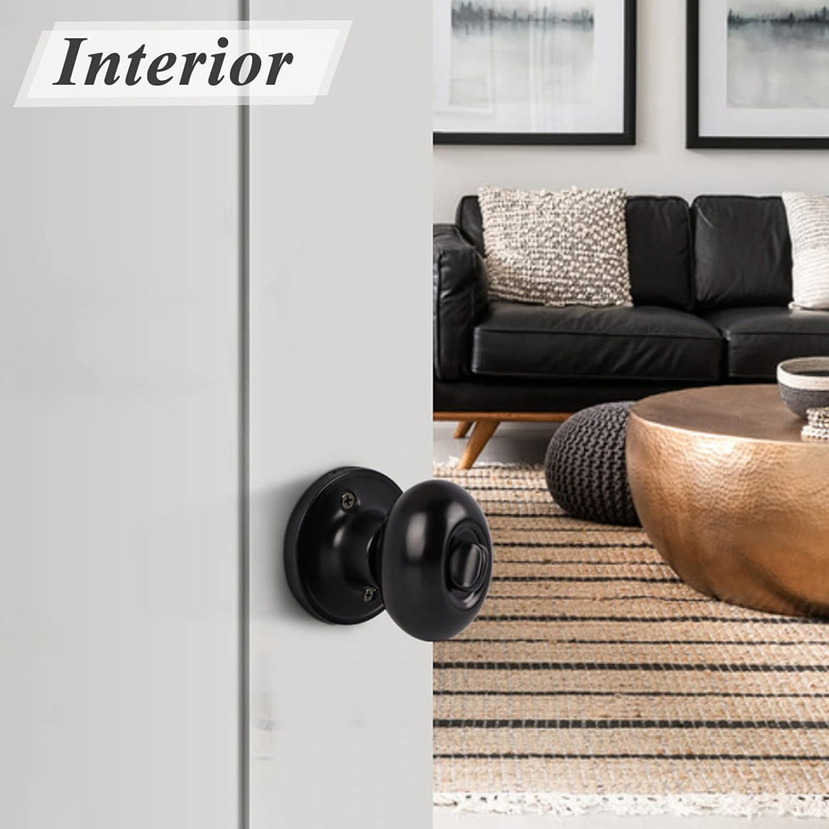 5 Pack Black Door Knobs Privacy Locks U1532