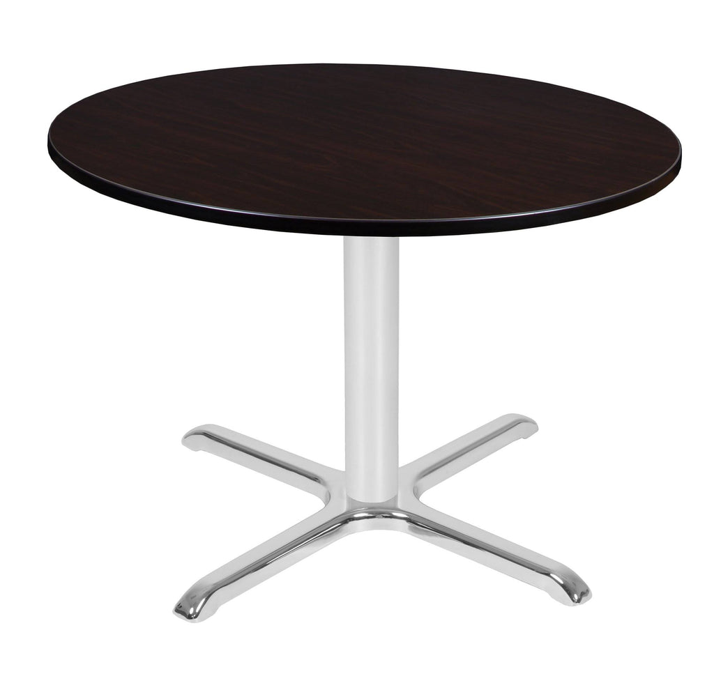48x22 Round X-Base Table Mocha Walnut Chrome I324