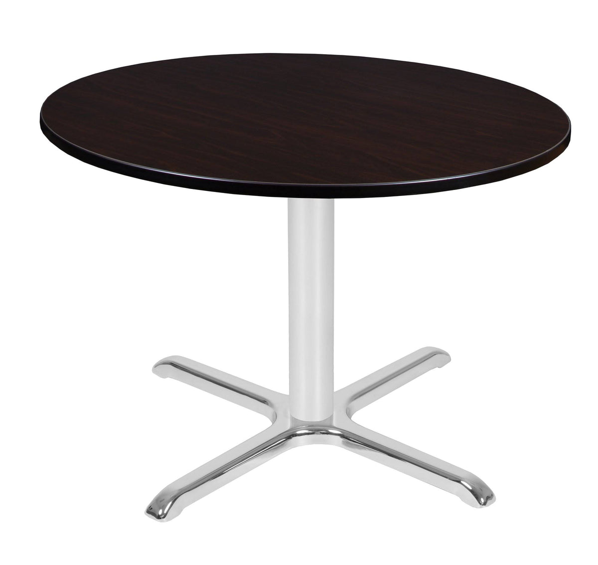 48x22 Round X-Base Table Mocha Walnut Chrome I324