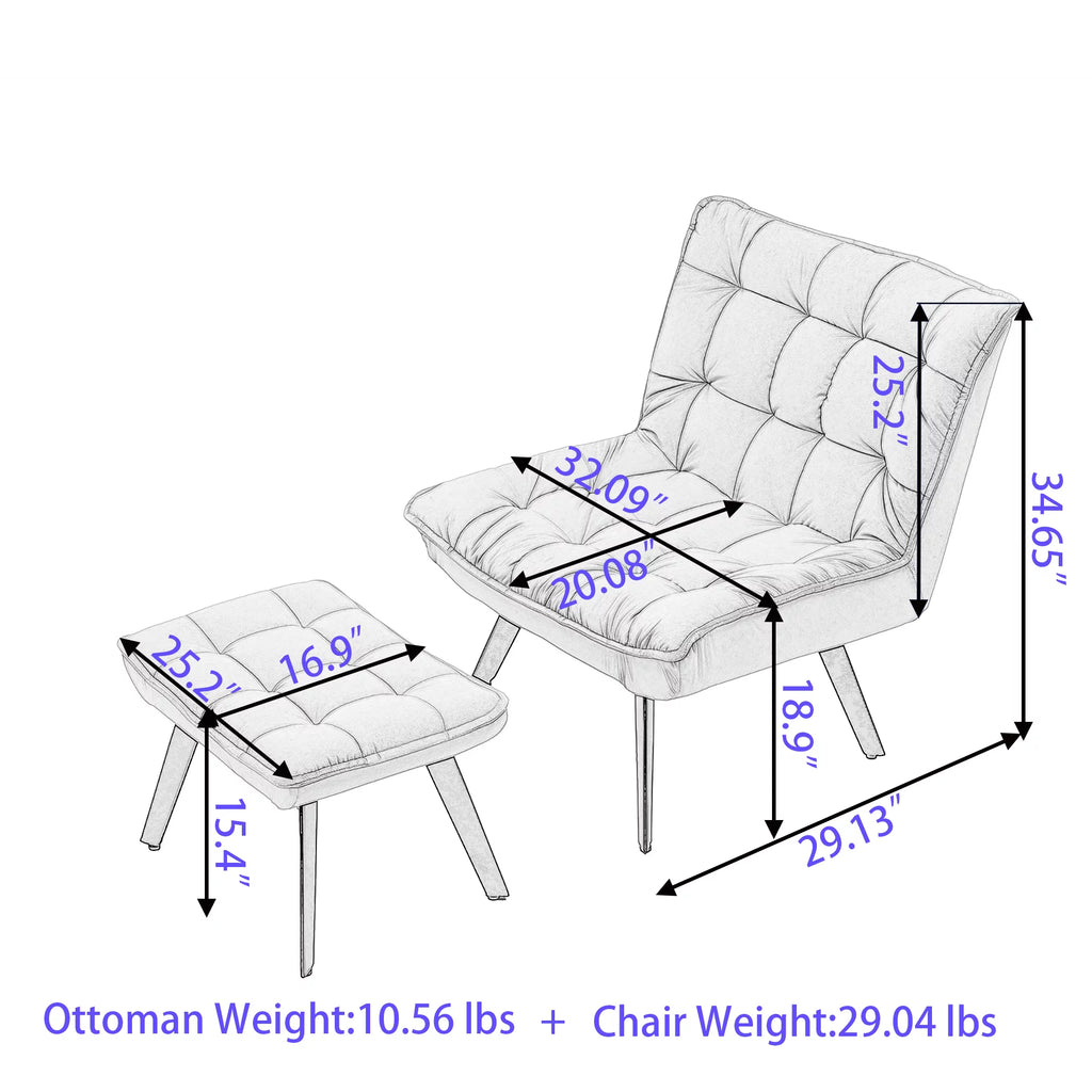 Soft Velvet Accent Chair with Ottoman A477128